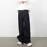 Jeans rétro style américain pour hommes, coupe droite, tendance streetwear, design patchwork, pantalon ample et large