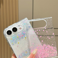Coque de téléphone pliable transparente à paillettes dégradées multicolores et scintillantes pour iPhone DUO 18 Pro 16 Pro Max 17 Air