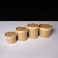 Bol en papier kraft, emballage circulaire pour soupe, barquette à soupe, boîte à lunch jetable pour la restauration rapide, conteneur à emporter