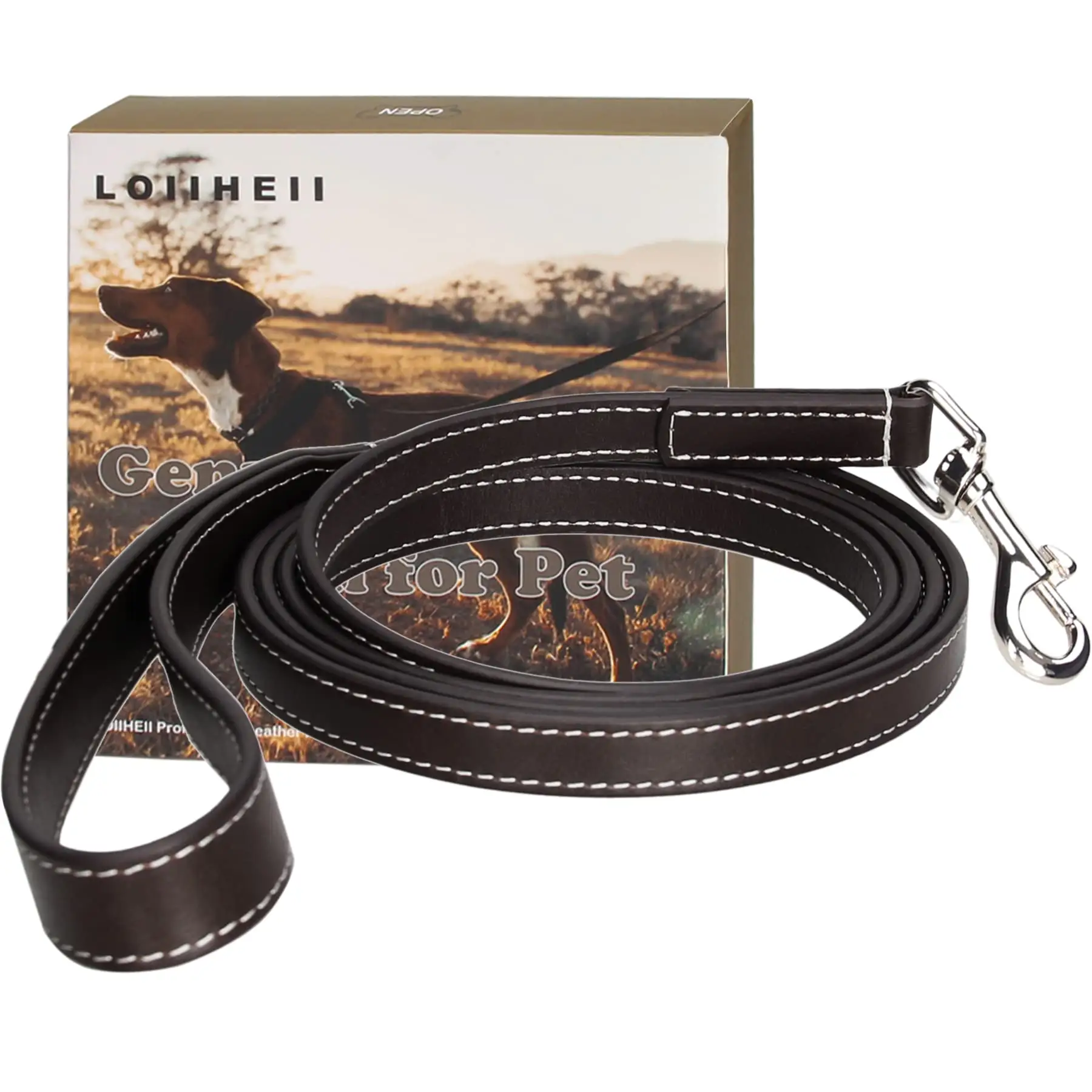 Customized Heavy Duty Adjustable Durable Leather Premium Dog Collar And Leash Set