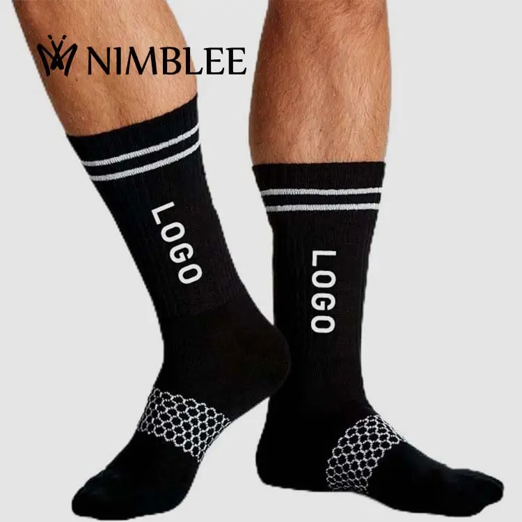 hot sale high quality Mens Calf Black Medium sport custom logo design women crew socks