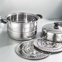 Marmite vapeur 3 niveaux en acier inoxydable personnalisée avec poignée de couvercle et support de casserole, capacité 10L, écologique, compatible gaz et induction, pour camping