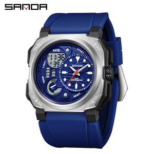 SANDA 5101 นาฬิกาดิจิตอลหน้าปัดสี่เหลี่ยม, นาฬิกาข้อมือสำหรับเล่นกีฬาธุรกิจอเนกประสงค์กันน้ำพร้อมโครโนกราฟและเรืองแสง - Product Image 2