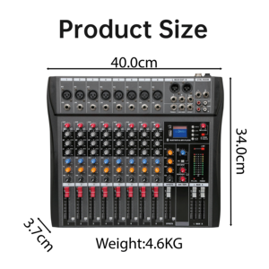 Mixer Audio Professionale 8 Canali 8 Ingressi Mic EQ Britannico a 3 Bande USB Bluetooth <span class=keywords><strong>Effetto</strong></span> Delay UC-8 - Product Image 2