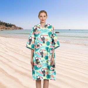 Sẵn Sàng Để Tàu Áo Thun Phong Cách Đầy Màu Sắc In Ấn Da Lộn Nhanh Khô Sợi Nhỏ Poncho Khăn Thay Đổi Áo Lướt Bãi Biển Poncho - Product Image 4