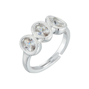 Three Oval Zircon Open <b>Ring</b> Bezel Setting Adjustable Index Finger <b>Ring</b> <b>Band</b> Gift Jewelry - Product Image 5
