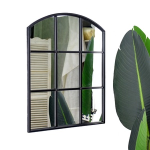 Luckywind-<span class=keywords><strong>Espejo</strong></span> de rejilla con marco de Metal para <span class=keywords><strong>ventana</strong></span>, <span class=keywords><strong>Espejo</strong></span> de pared con diseño nórdico <span class=keywords><strong>Vintage</strong></span>, grande, negro - Product Image 3