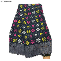 Kain Lace Swiss Kering 100% Katun Terbaru, Bordir Afrika, Kain Voile Katun dengan Batu