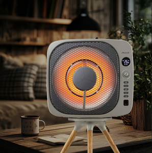 เครื่องทำความร้อนไฟฟ้าดีไซน์ลูกบาศก์แบบเรโทรสีเทาเครื่องทำความร้อนแบบวินเทจดูทันสมัยด้วยวัสดุพลาสติกความร้อนอ่อนโยนพัดลมฮีตเตอร์สบาย - Product Image 5