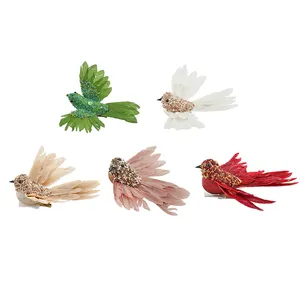 2023 New Home Garden Ornamente Künstliche bunte Glitzer feder Birdie Red Bird Festival Weihnachts baum hängende Dekorationen