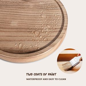 丸い装飾トレイ 木製 バスルームカウンターオーガナイザー ファームハウスキッチンデコレーション 木製台座 石鹸皿 キャンドル スポンジ用 - Product Image 5