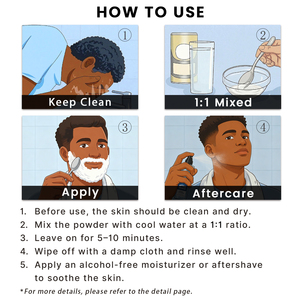 Polvere da Barba Senza Rasoio Formato Viaggio per Uomo con Vitamina E e Aloe, Formula Depilatoria Condizionante per Pelle Sensibile, Viso e Barba - Product Image 5