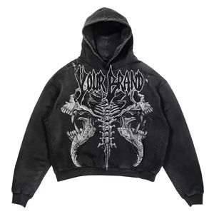 Sweat-shirt court Boxy pour hommes de qualité supérieure Sweat à capuche Streetwear Broderie personnalisée Logo Respirant Sweat à capuche à manches longues de grande taille - Product Image 2