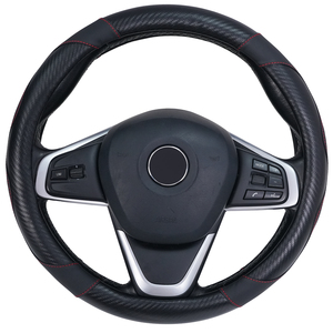 Housse <span class=keywords><strong>de</strong></span> <span class=keywords><strong>volant</strong></span> <span class=keywords><strong>de</strong></span> voiture en fibre <span class=keywords><strong>de</strong></span> carbone noire antidérapante <span class=keywords><strong>haut</strong></span> <span class=keywords><strong>de</strong></span> <span class=keywords><strong>gamme</strong></span>, 4 branches, universelle, 37-38 cm - Product Image 2
