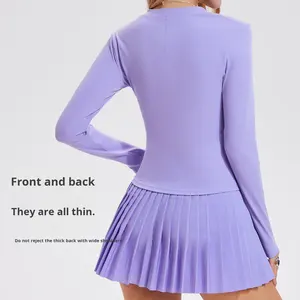 Nouveau T-shirt Henley brossé transfrontalier pour le yoga et le fitness, à manches longues, coupe ajustée, contrôle de la taille, <span class=keywords><strong>s</strong></span>échage rapide, pour la course en extérieur - Product Image 4