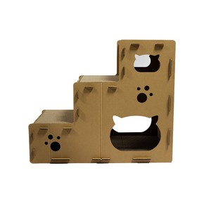 Cây cào móng mèo sang trọng hình cầu thang ba tầng, có thể in tùy chỉnh, bền, làm từ bìa cứng sóng, thân thiện với môi trường, kiểu dáng hiện đại - Product Image 2