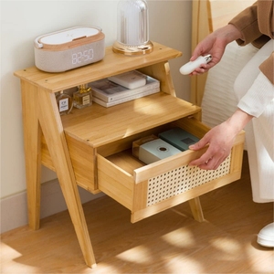 Table de <span class=keywords><strong>chevet</strong></span> moderne en bambou, élégante, pour chambre à coucher, salon, rangement, table d'appoint, table de <span class=keywords><strong>chevet</strong></span> en bois avec tiroir - Product Image 3