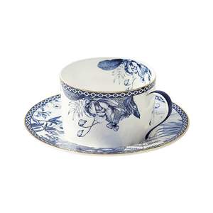 Vente en gros d'usine Yannoxi Service à thé classique <span class=keywords><strong>de</strong></span> <span class=keywords><strong>l</strong></span>'après-midi Bleu et blanc Floral en céramique Tasse à café et soucoupe Passe au lave-vaisselle pour événement - Product Image 3