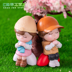 Paysage <span class=keywords><strong>couple</strong></span> garçons et filles figurines <span class=keywords><strong>main</strong></span>-fait boîte aveugle accessoires voiture bureau bibelot - Product Image 4