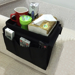 Organizador de reposabrazos de sofá de tela marrón para sala de estar bolsas de almacenamiento prácticas para decoración del hogar - Product Image 3