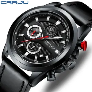 Crrju 2282 Edelstahl Herren New Luxury Business Leuchtender Chronograph Datum Quarzuhr Relogio Masculi