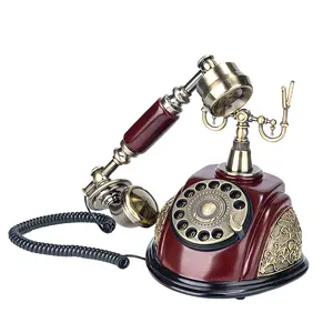 Telefone antigo com fio estilo europeu para festas de casamento e aniversário, telefone com caixa de visitas de áudio