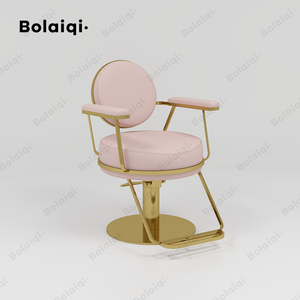 BOLAIQI New Design Ladies <strong>Salon</strong> Furniture Set Pink and Gold <strong>Salon</strong> <strong>Chairs</strong> Stainless Steel Base <strong>Salon</strong> <strong>Styling</strong> <strong>Chair</strong> - Product Image 1