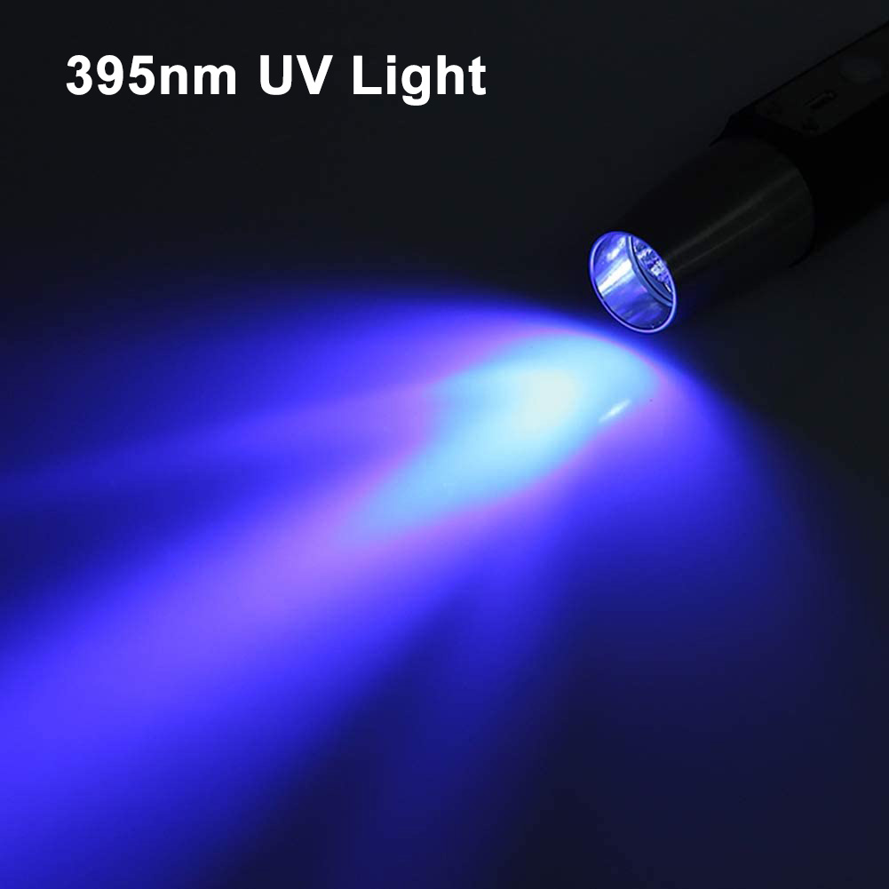 Uv Flashlight 365nm Ultraviolet Yellow White Light Usb 6 Led Jade
