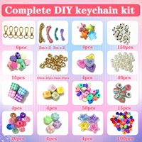 Kit de fabrication de porte-clés perlés DIY avec perles lettres en acrylique, fermoirs mousquetons et pendentifs pour sacs, téléphones, bijoux et cadeaux artisanaux