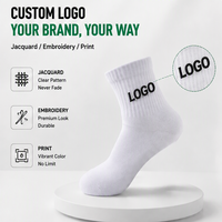 Usine de chaussettes personnalisées OEM ODM, faible MOQ, chaussettes de sport en coton jacquard brodé, logo personnalisé, couleur et taille sur mesure pour la course à pied