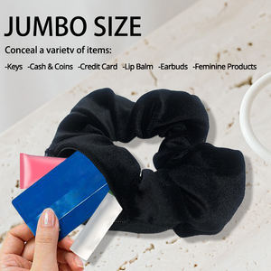 Scrunchies de impresión personalizada con logotipo de cremallera Banda elástica para el cabello Gran XXl Velvet Silk Satin <span class=keywords><strong>Hair</strong></span> Scrunchies con bolsillo para mujeres - Product Image 3
