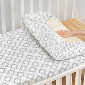 ผ้าปูที่นอนผ้าฝ้ายไม้ไผ่ออร์แกนิกสำหรับเด็กทารก,ชุดผ้าปูเตียงสำหรับเด็กทารกเปลเด็กติดตั้งลายพิมพ์