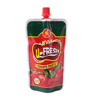 Pochettes souples personnalisées avec bec verseur rotatif de qualité alimentaire pour l'emballage de sauce tomate, sacs en plastique Mylar liquides avec buse
