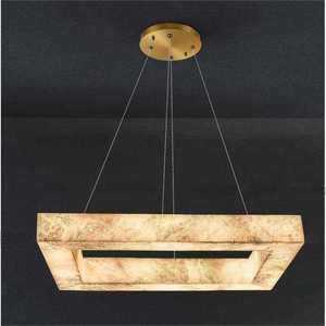 Lustre rectangulaire en laiton avec abat-jour en albâtre, lumière LED blanche chaude pour salon, 3500K, dimmable, culot E27 - Product Image 2