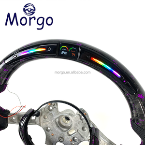 Para BMW F30 F10 E90 E60 E46 M2 M3 M4 M5 M6 X5 Volante de fibra de carbono forjado estilo Raacing personalizado con LED de vibración - Product Image 2