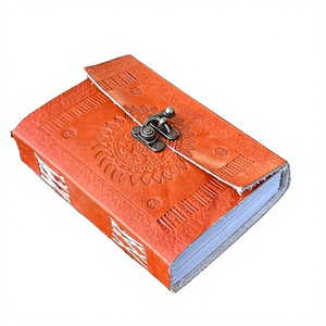 Luxury Handcrafted Terracotta Leather Journal Made Goat Sheep Leather Hand-Embossed Cover Gravure Printed Pure Recycled Cotton - Product Image 1