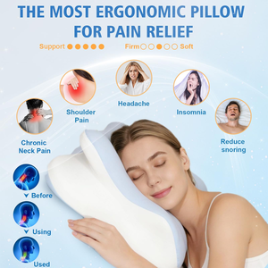 Cervical <b>Pillow</b> Contour Memory Foam Ergonomic Orthopedic <b>Neck</b> Support <b>Pillow</b> Side Back Stomach Sleepers for <b>Neck</b> Pain Relief - Product Image 4