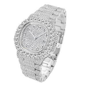 Nueva llegada de lujo cuadrado Bling Hip Hop oro helado reloj cuarzo hombres diamante relojes hombres muñeca - Product Image 5