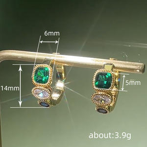 Pendientes de Aro Chapados en Oro con Piedras de Circonio, Diseño Geométrico para Mujer, Joyería de Moda para Fiesta, Pendientes Colgantes Modernos - Product Image 5