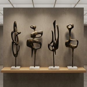 Abstract Aluminium Sculpture Set 4 Contemporary Art Tabletop Decor Irregular Shape Handmade Modern Living Room Artistic Metal - Product Image 2