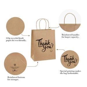 Sacs en papier kraft recyclé de luxe avec logo personnalisé pour l'emballage de vêtements, cadeaux 'Merci' - Impression flexographique - Product Image 4