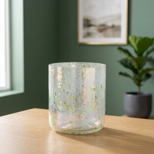 Iridescent <b>Glass</b> <b>Heat</b> <b>Resistant</b> Christmas Candle Jar Speckled Clear Candle Holder Decorative Lantern for Home Decor - Product Image 2