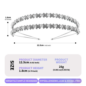 Serre-tête double couche en strass pour femme, fait main, accessoires de cheveux de mariée en cristal pour mariage - Product Image 3