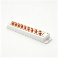 Bloc de bornes neutres N Line en cuivre étamé, 10 trous, 150A, 3x25mm, base isolée, connexion par boulons pour applications automobiles