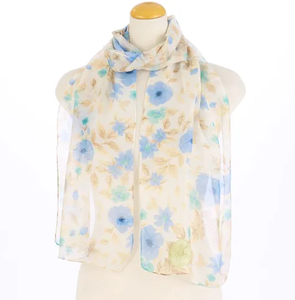 Floral Print Silk Scarf Lightweight Chiffon Neck <b>Wrap</b> Soft Sheer Satin <b>Shawl</b> for Women Summer Beach Cover-Up Scarves - Product Image 2