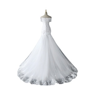 <b>White</b> Mermaid <b>Lace</b> Wedding Dress Off Shoulder Sweetheart Neckline Vintage Style Bridal Gown - Product Image 5