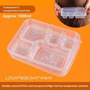 Boîte à lunch à compartiment Boîte de restauration rapide commerciale Assiette à dîner de qualité alimentaire Boîte à lunch jetable à trois grilles à quatre grilles à emporter - Product Image 4