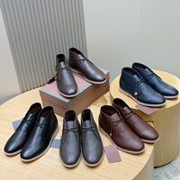 Bottes Chukka mi-hautes en cuir véritable d'Italie, semelle en caoutchouc amortissante, chaussures décontractées de luxe pour hommes, pour le quotidien, les affaires et les activités de plein air