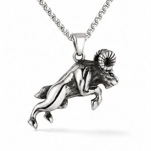 yunnique Stainless Steel Ram Pendant Necklace For Men <b>Animal</b> Shape Fashion Jewelry Gift - Product Image 1