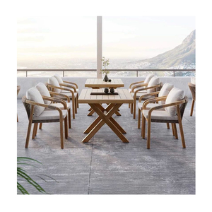 High-End Outdoor Hotel Waterproof Courtyard <b>Garden</b> Tables and <b>Chairs</b> Casual Nordic Teak Solid Wood Furniture Dining Table Set - Product Image 6